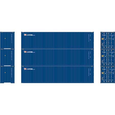 Athearn 27048 HO Scale 40' High Cube Container NYK 3 Pack