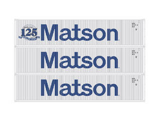 Athearn 27160 HO Scale 40' Low Cube Container Matson 3 Pack