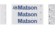Athearn 27160 HO Scale 40' Low Cube Container Matson 3 Pack