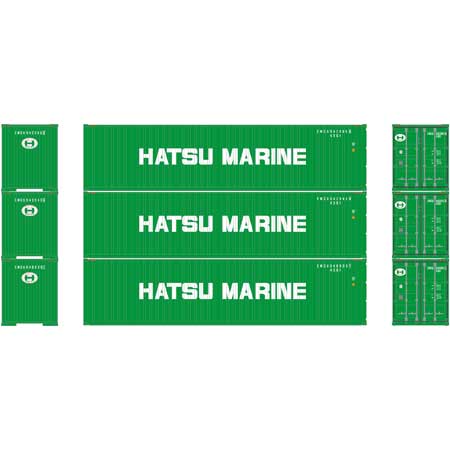 Athearn 27173 HO Scale 40' High Cube Container Hatsu Marine 3 Pack