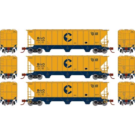Athearn 27406 N Scale PS 4427 Covered Hopper Chessie System B&O 3 Pack