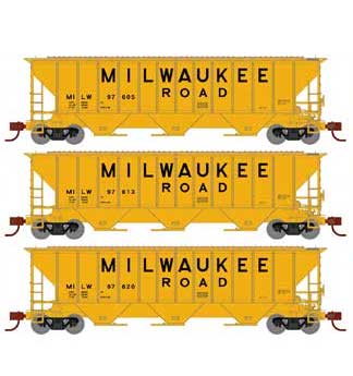 Athearn 27412 N Scale PS 4427 Covered Hopper Milwaukee Road MILW 3 Pack