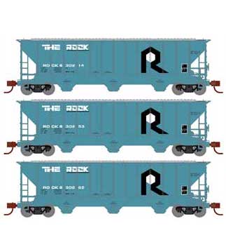 Athearn 27418 N Scale PS 4427 Covered Hopper "The Rock" ROCK 3 Pack