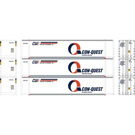 Athearn 27688 HO Scale 48' Container Con-Way Conquest CWIU #1 3 Pack