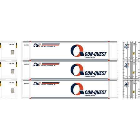 Athearn 27689 HO Scale 48' Container Con-Way Conquest CWIU #2 3 Pack