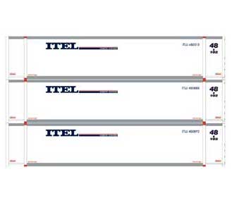Athearn 27694 HO Scale 48' Container ITEL ITLU #1 3 Pack