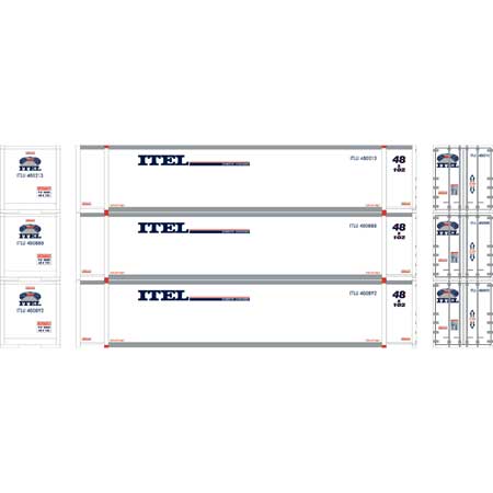 Athearn 27694 HO Scale 48' Container ITEL ITLU #1 3 Pack