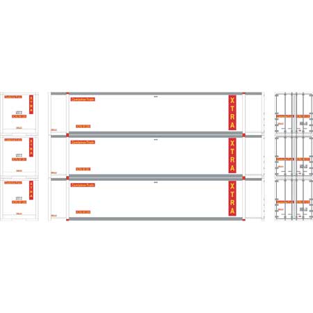 Athearn 27698 HO Scale 48' Container XTRA XCRU #1 3 Pack