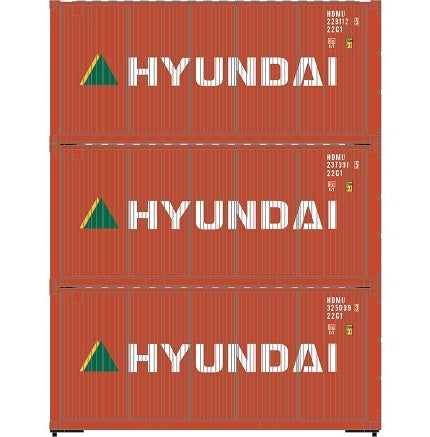 Athearn 27783 HO Scale 20' Intermodal Corrugated Container Hyundai HDMU 3-Pack #1