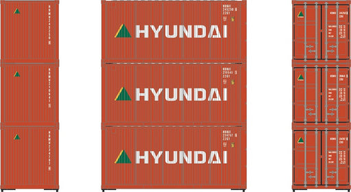 Athearn 27784 HO Scale 20' Intermodal Corrugated Container Hyundai HDMU 3-Pack #2