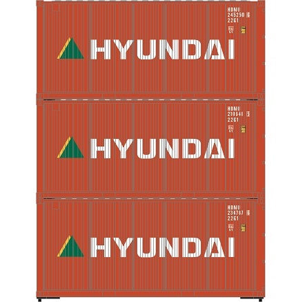Athearn 27784 HO Scale 20' Intermodal Corrugated Container Hyundai HDMU 3-Pack #2