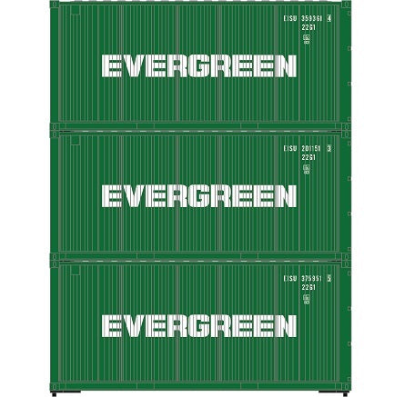 Athearn 27785 HO Scale 20' Intermodal Corrugated Container Evergreen EISU 3-Pack #1