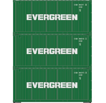 Athearn 27786 HO Scale 20' Intermodal Corrugated Container Evergreen EISU 3-Pack #2