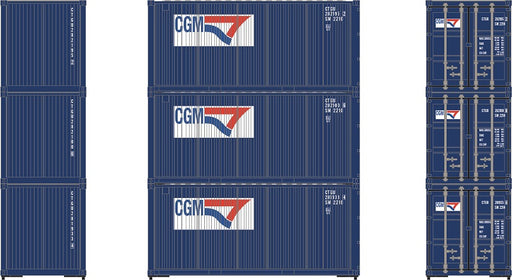 Athearn 27788 HO Scale 20' Intermodal Corrugated Container CGM CGTU 3-Pack #2