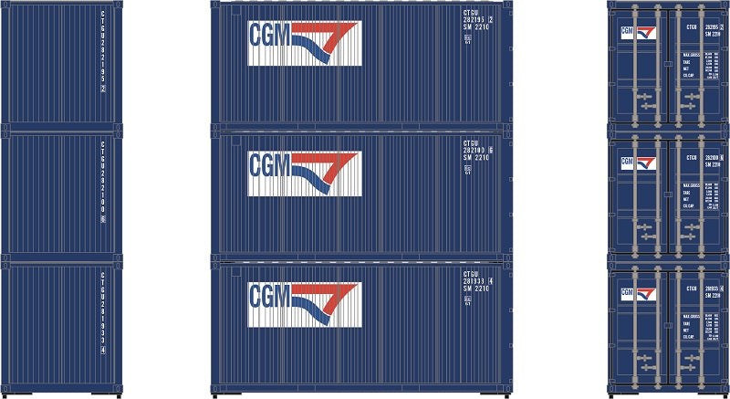 Athearn 27788 HO Scale 20' Intermodal Corrugated Container CGM CGTU 3-Pack #2