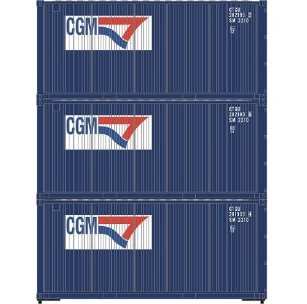 Athearn 27788 HO Scale 20' Intermodal Corrugated Container CGM CGTU 3-Pack #2