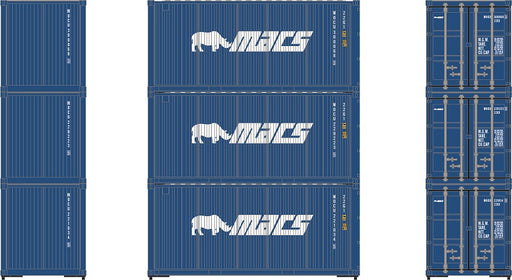 Athearn 27790 HO Scale 20' Intermodal Corrugated Container MACS MOCU 3-Pack #2