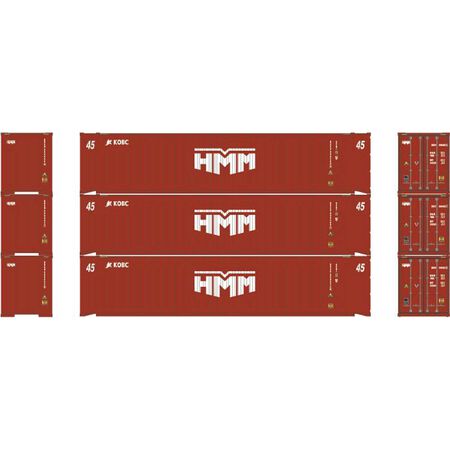 Athearn 28037 HO Scale 45' Container HMM/KOBC KOCU #2 3 Pack