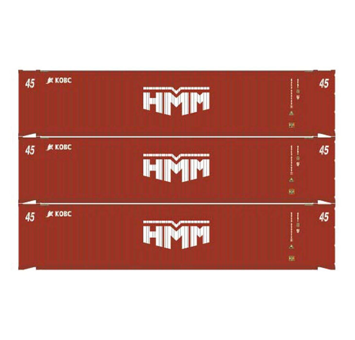 Athearn 28037 HO Scale 45' Container HMM/KOBC KOCU #2 3 Pack