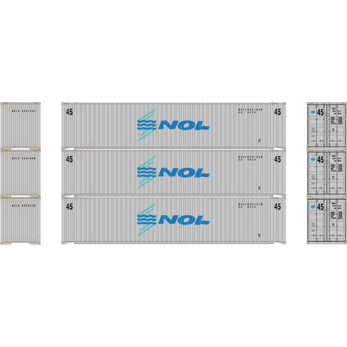 Athearn 28039 HO Scale 45' Container NOL NOLU #2 (Primed for Grime) 3 Pack