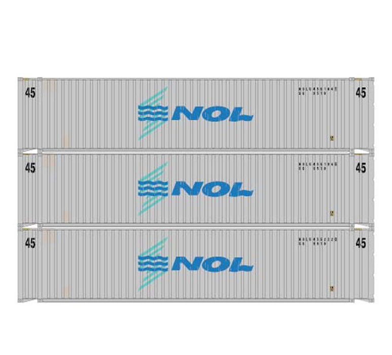 Athearn 28039 HO Scale 45' Container NOL NOLU #2 (Primed for Grime) 3 Pack