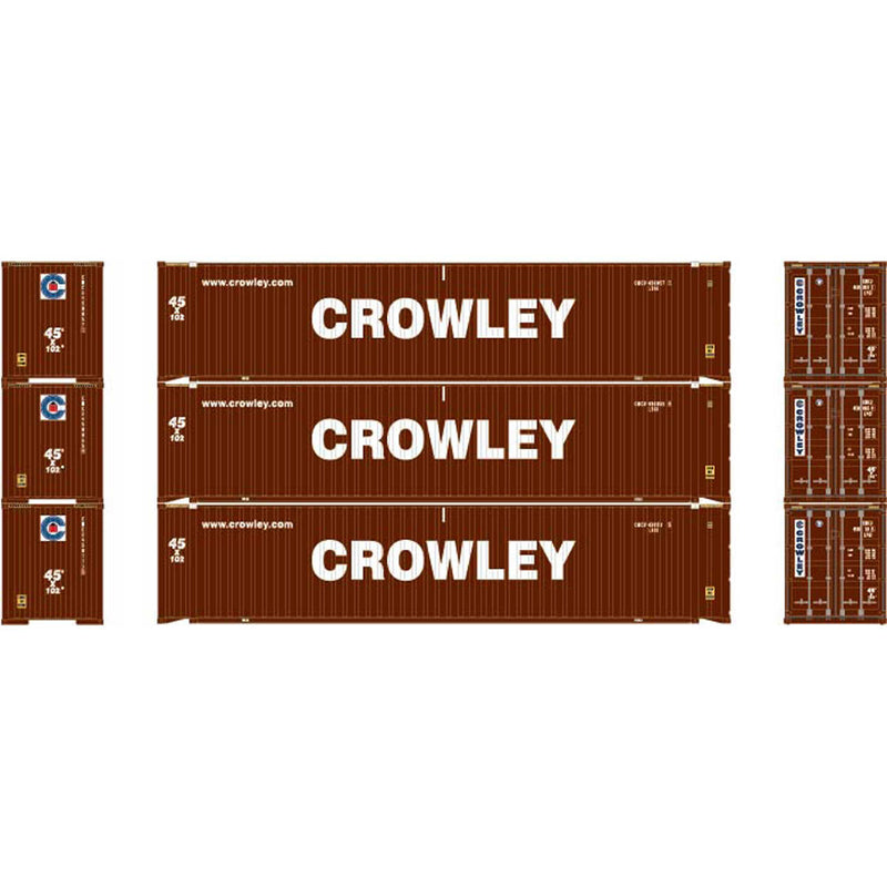 Athearn 28040 HO Scale 45' Container Crowley CMCU #1 3 Pack