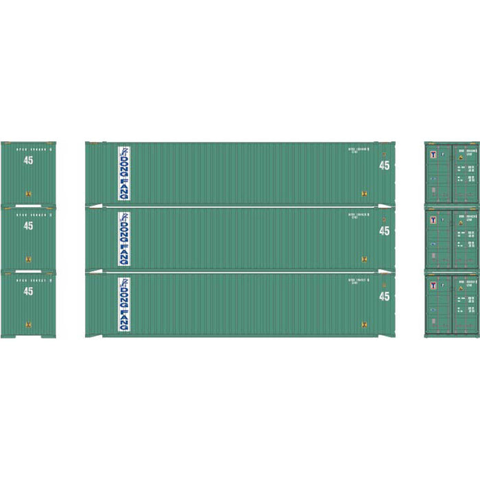 Athearn 28042 HO Scale 45' Container Dong Fang DFSU #1 3 Pack