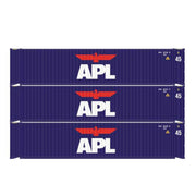 Athearn 28045 HO Scale 45' Container APL APHU #2 3 Pack