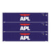 Athearn 28045 HO Scale 45' Container APL APHU #2 3 Pack