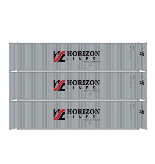 Athearn 28046 HO Scale 45' Container Horizon Lines HRZU #1 (Primed for Grime) 3 Pack
