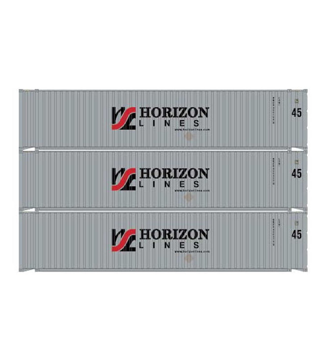 Athearn 28046 HO Scale 45' Container Horizon Lines HRZU #1 (Primed for Grime) 3 Pack
