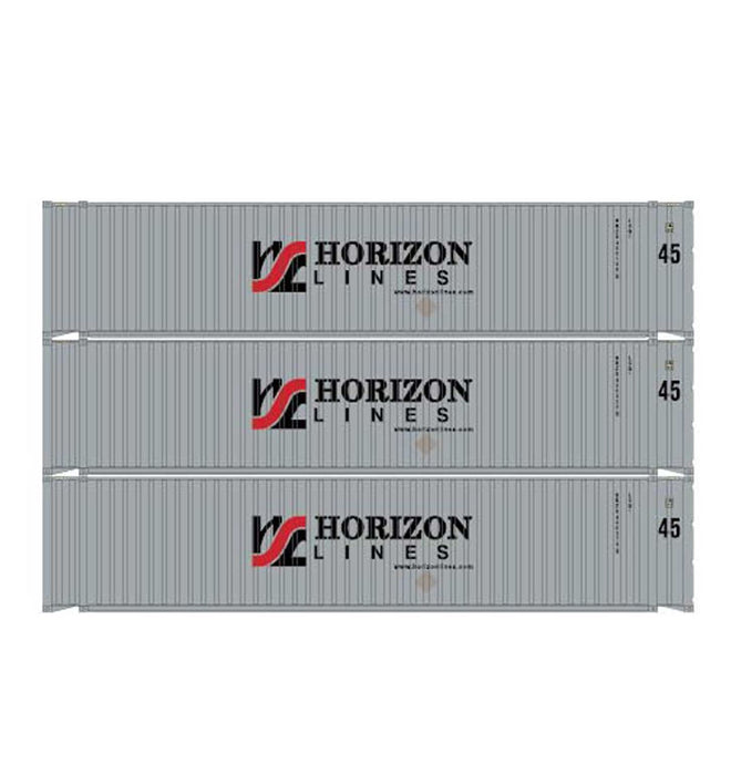 Athearn 28046 HO Scale 45' Container Horizon Lines HRZU #1 (Primed for Grime) 3 Pack