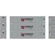 Athearn 28047 HO Scale 45' Container Horizon Lines HRZU #2 (Primed for Grime) 3 Pack