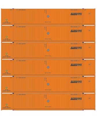 Athearn 28524 HO Scale 53' CIMC Intermodal Container Schneider SNLU 6 Pack #2