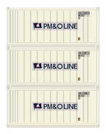 Athearn 28852 HO Scale 20' Intermodal Reefer Container 3-Pack PM&O