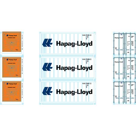 Athearn 28888 HO Scale 20' Intermodal Reefer Container Hapa-Llyod HLXU 3-Pack