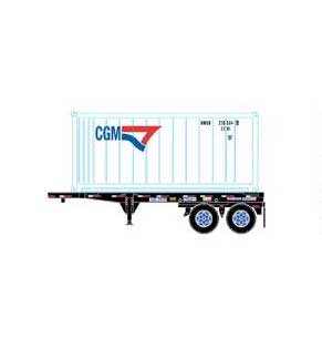 Athearn 28892 HO Scale 20' Intermodal Chassis with CGM Reefer Container