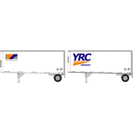 Athearn 29044 HO Scale 28' Trailers with Dolly Yellow Roadway Corp YRC