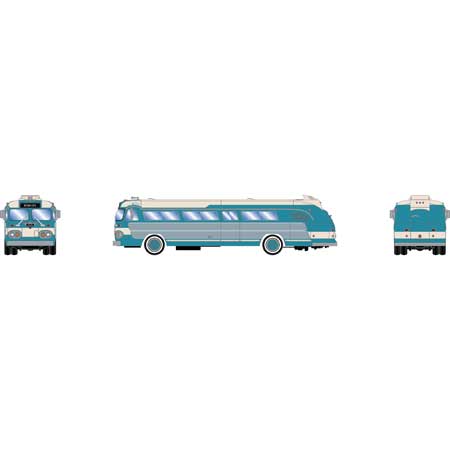Athearn 29071 HO Scale Intercity Bus - Teal and Cream