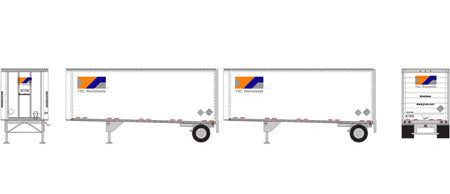 Athearn 29199 HO Scale 28' Wedge Trailers and Dolly YRC