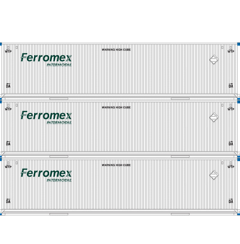 Athearn 29366 HO Scale 53' Jindo Intermodal Container Ferromex FXEU 3-Pack #2