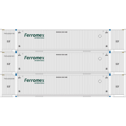 Athearn 29366 HO Scale 53' Jindo Intermodal Container Ferromex FXEU 3-Pack #2
