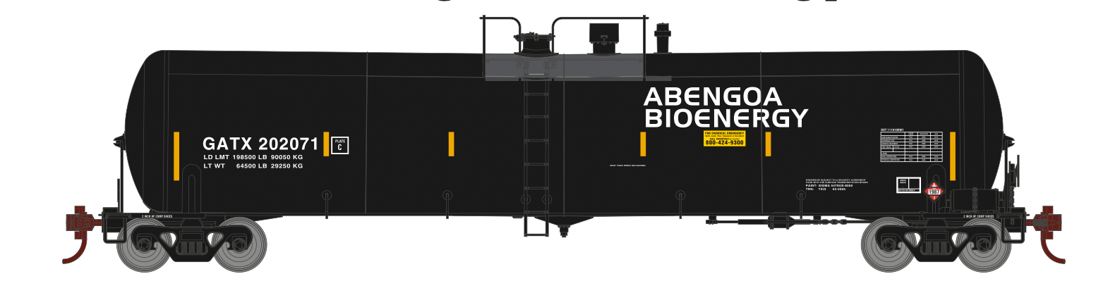Athearn 29920 HO Scale 30,000 Gallon Ethanol Tank Car Abengoa Bioenergy GATX 202071