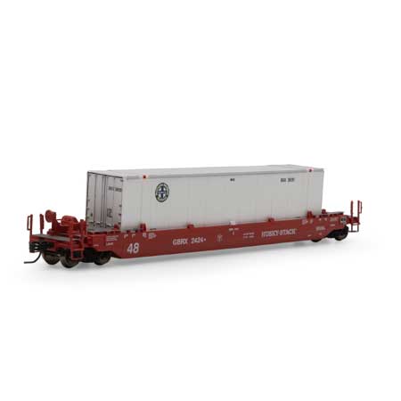 Athearn 3293 N Scale Husky Stack Well Car GRBX with BNSF 48' Container