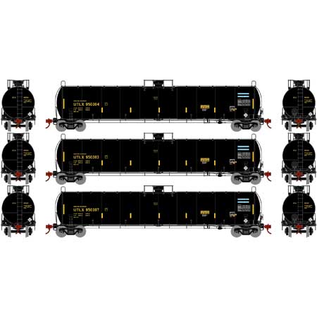 Athearn 3571 N Scale 33,000 Gallon Tank Car "Early" UTLX 3 Pack #1