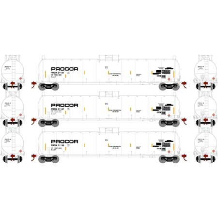 Athearn 3586 N Scale 33,000 Gallon Tank Car Procor "Early" PROX 3 Pack #2