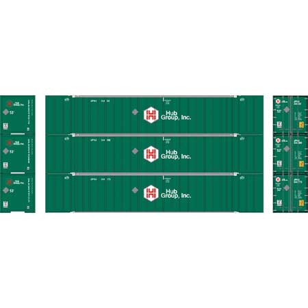 Athearn 40125 HO Scale 53' Stoughton Intermodal Container HUB Group UPHU 3 Pack #2