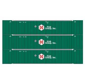Athearn 40125 HO Scale 53' Stoughton Intermodal Container HUB Group UPHU 3 Pack #2