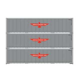 Athearn 63385 HO Scale 40' Smooth Side Container American President Line APL 3 Pack #1