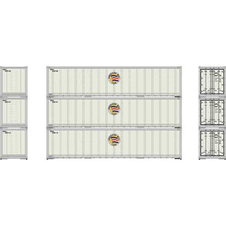 Athearn 63387 HO Scale 40' Smooth Side Container American Mail Line AML 3 Pack #1